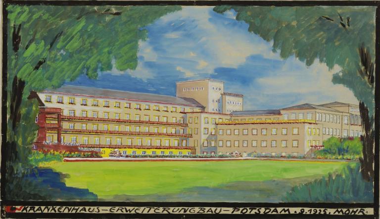 Schaublatt Krankenhaus-Erweiterungsbau – Potsdam. 9. 1925. Mohr., Schaublatt Krankenhaus-Erweiterungsbau – Potsdam. 9. 1925. Mohr.,